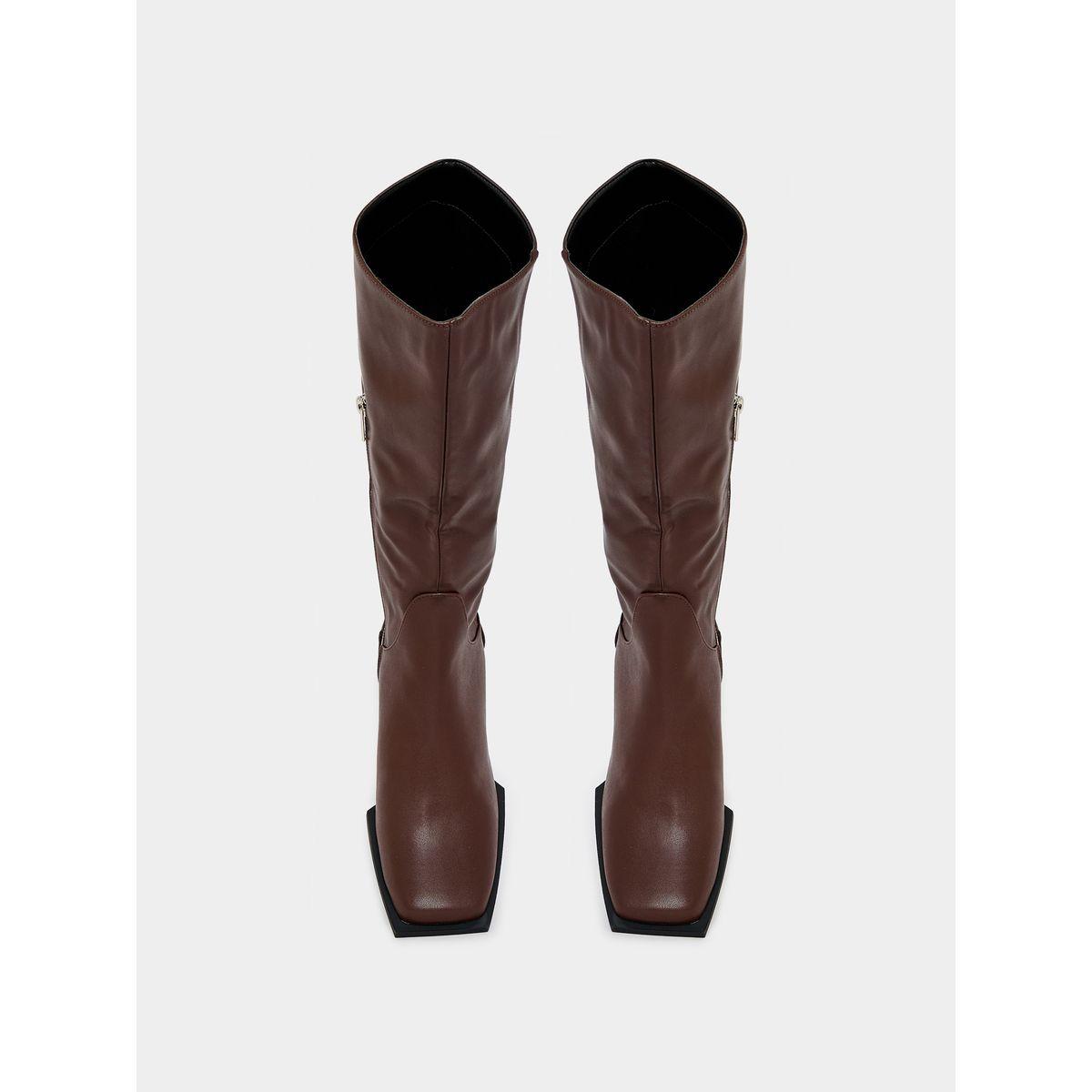 Raid X Styli  Square Toe Calf Length Rider Boots-women-shoes-boots-image-5