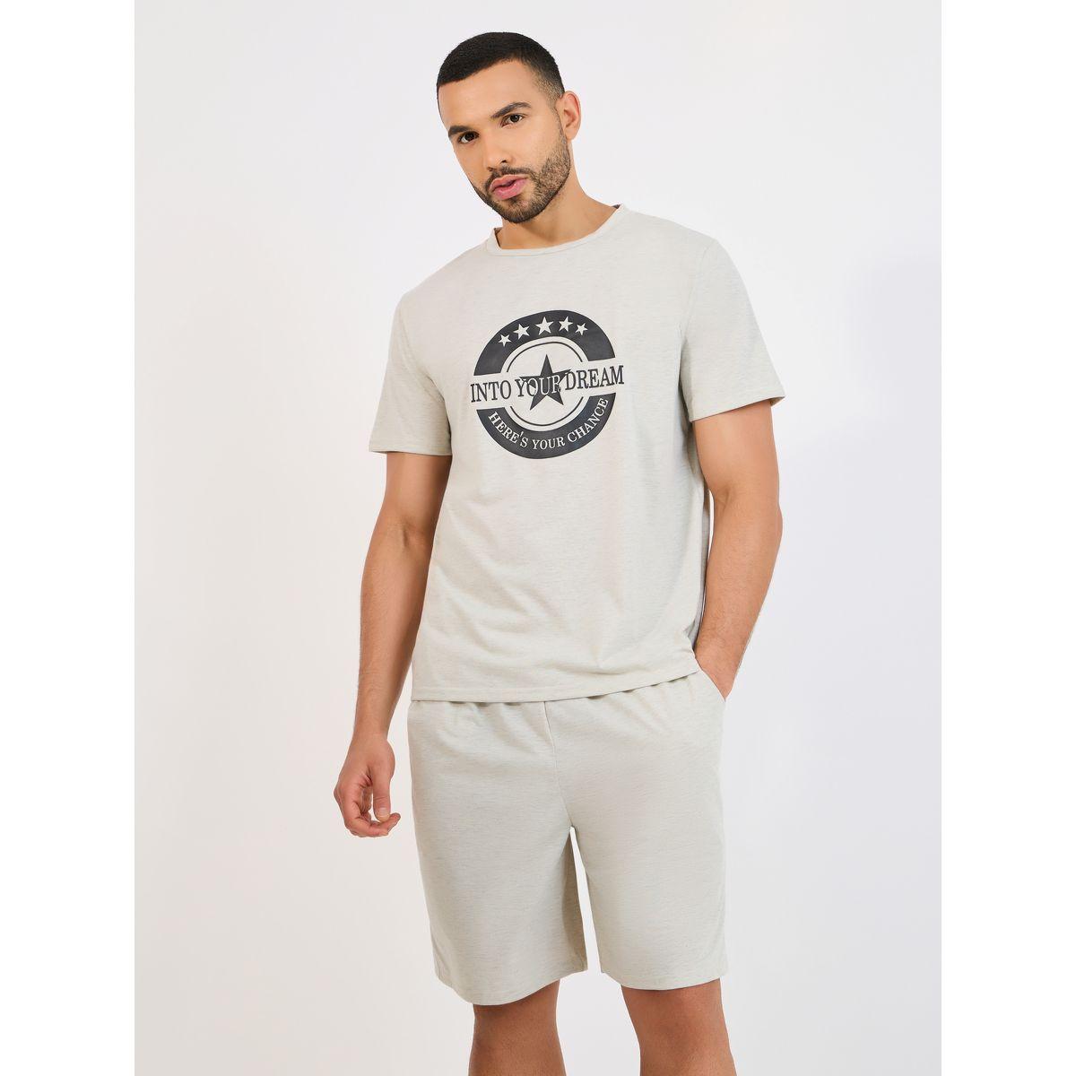 Styli Unwind Star Graphic Print T-Shirt & Solid Shorts Set-men-clothing-nightwear-sets-image-2