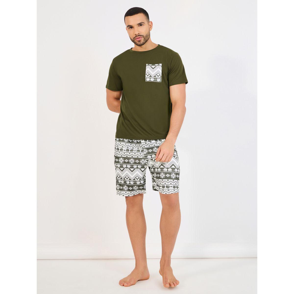 Styli Unwind Contrast Pocket T-Shirt & Printed Shorts Set-men-clothing-nightwear-sets-image-1