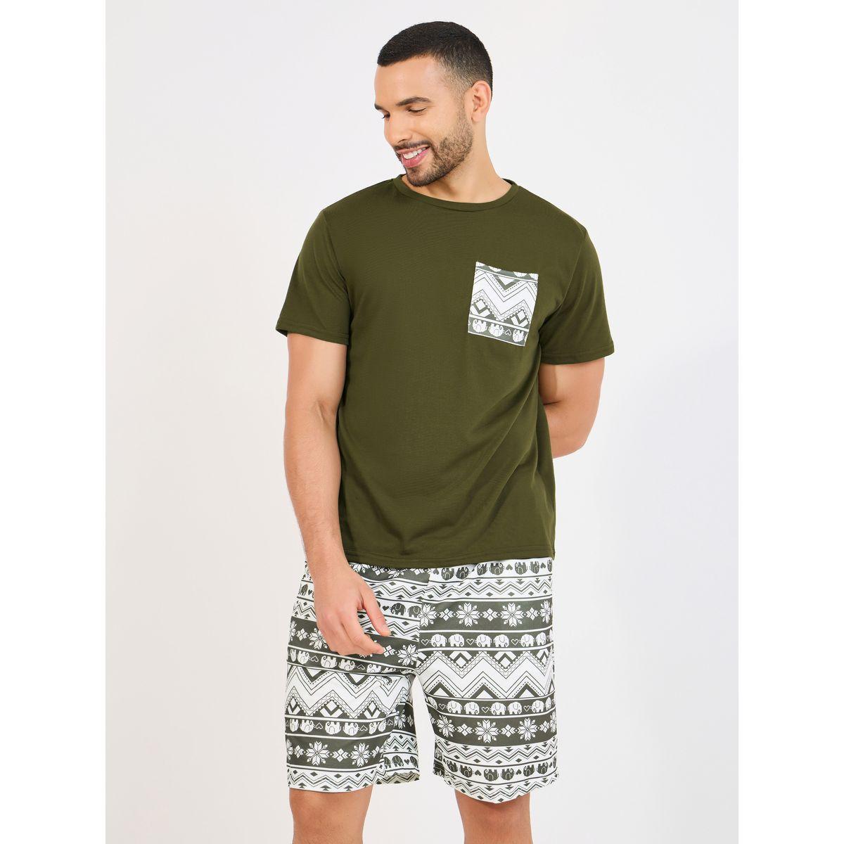 Styli Unwind Contrast Pocket T-Shirt & Printed Shorts Set-men-clothing-nightwear-sets-image-2