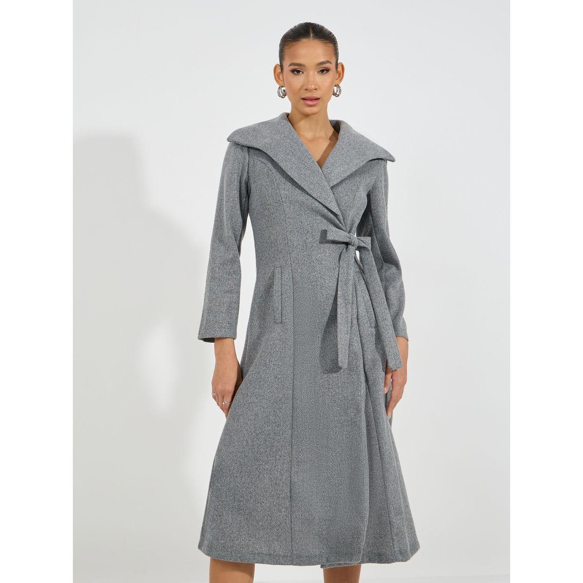 Styli Limited Tie-Up Detail Flared Wool Like Blazer Midi Dress-women-clothing-dresses-image-2