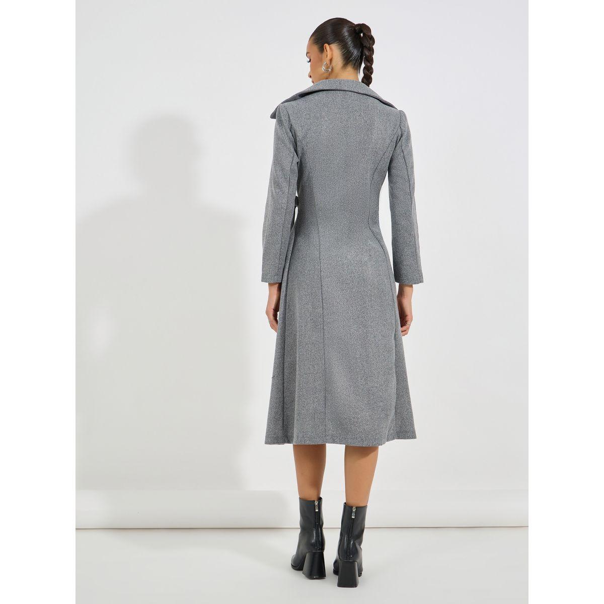 Styli Limited Tie-Up Detail Flared Wool Like Blazer Midi Dress-women-clothing-dresses-image-6
