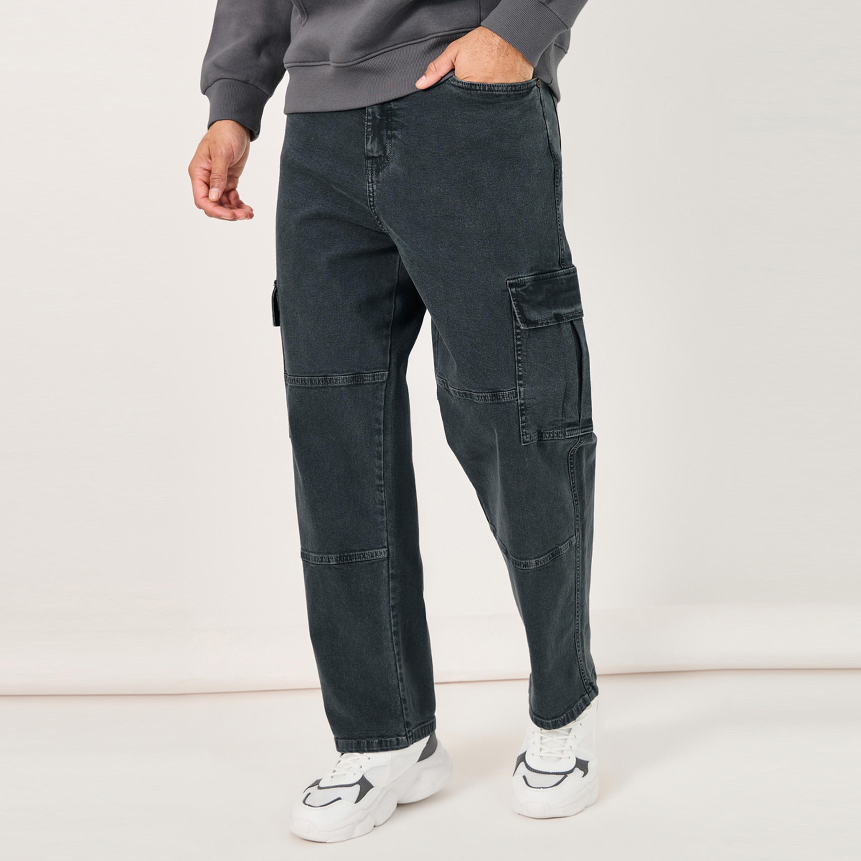 Styli Mid Rise Loose Fit Utility Cargo Jeans-men-clothing-bottoms-jeans-image-1