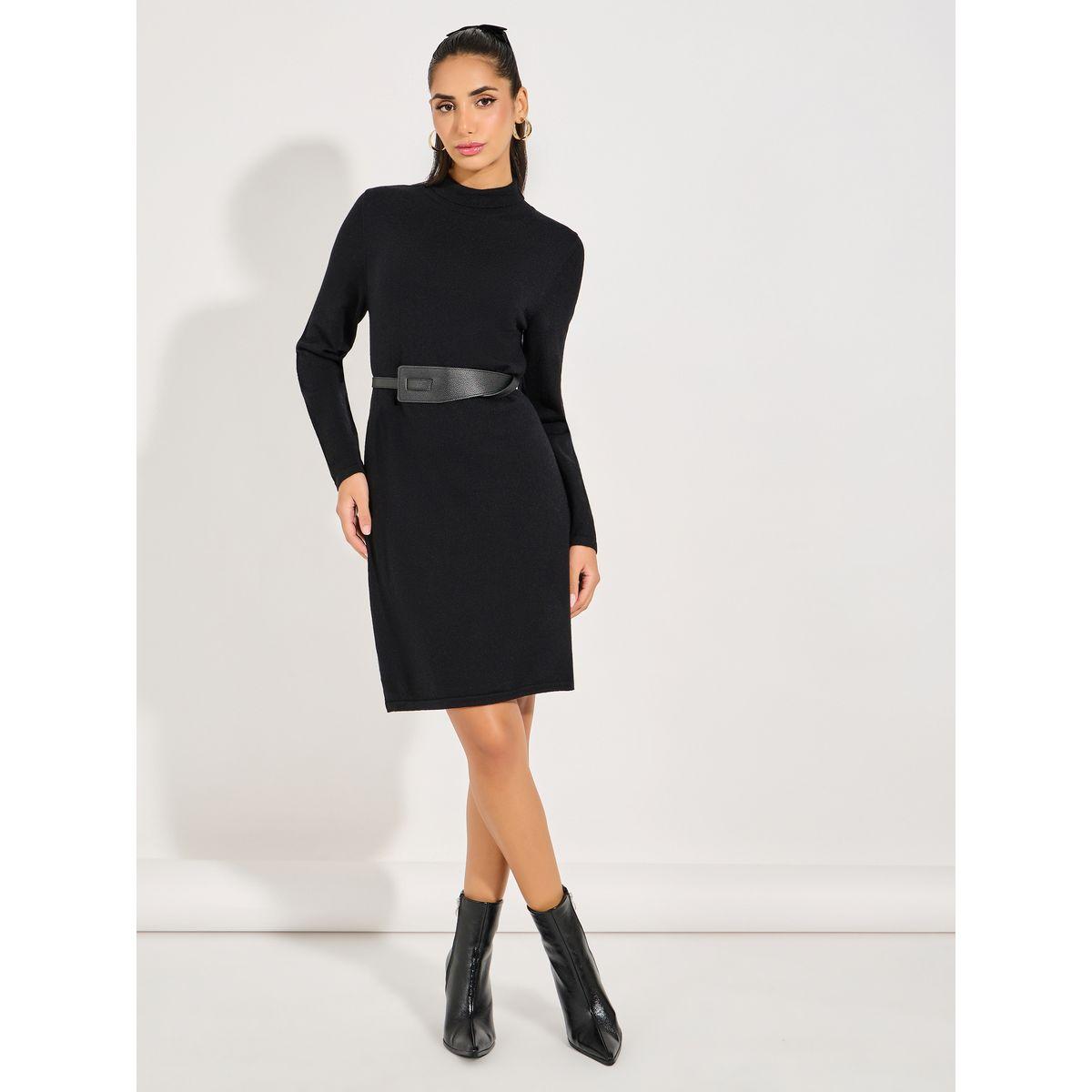 Styli Turtle Neck Knit Sweater Mini Dress-women-clothing-dresses-image-1