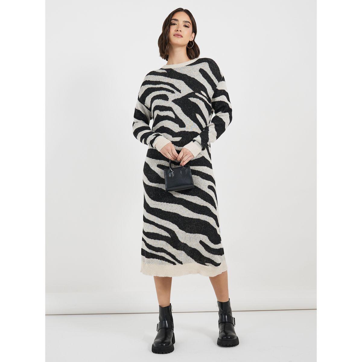 Styli Animal Pattern Sweater Midi Dress-women-clothing-dresses-image-1
