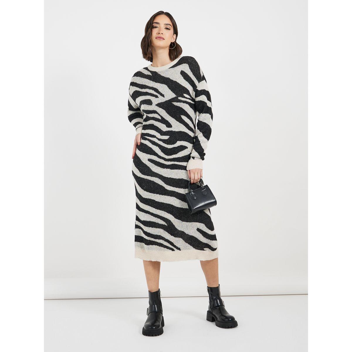 Styli Animal Pattern Sweater Midi Dress-women-clothing-dresses-image-2