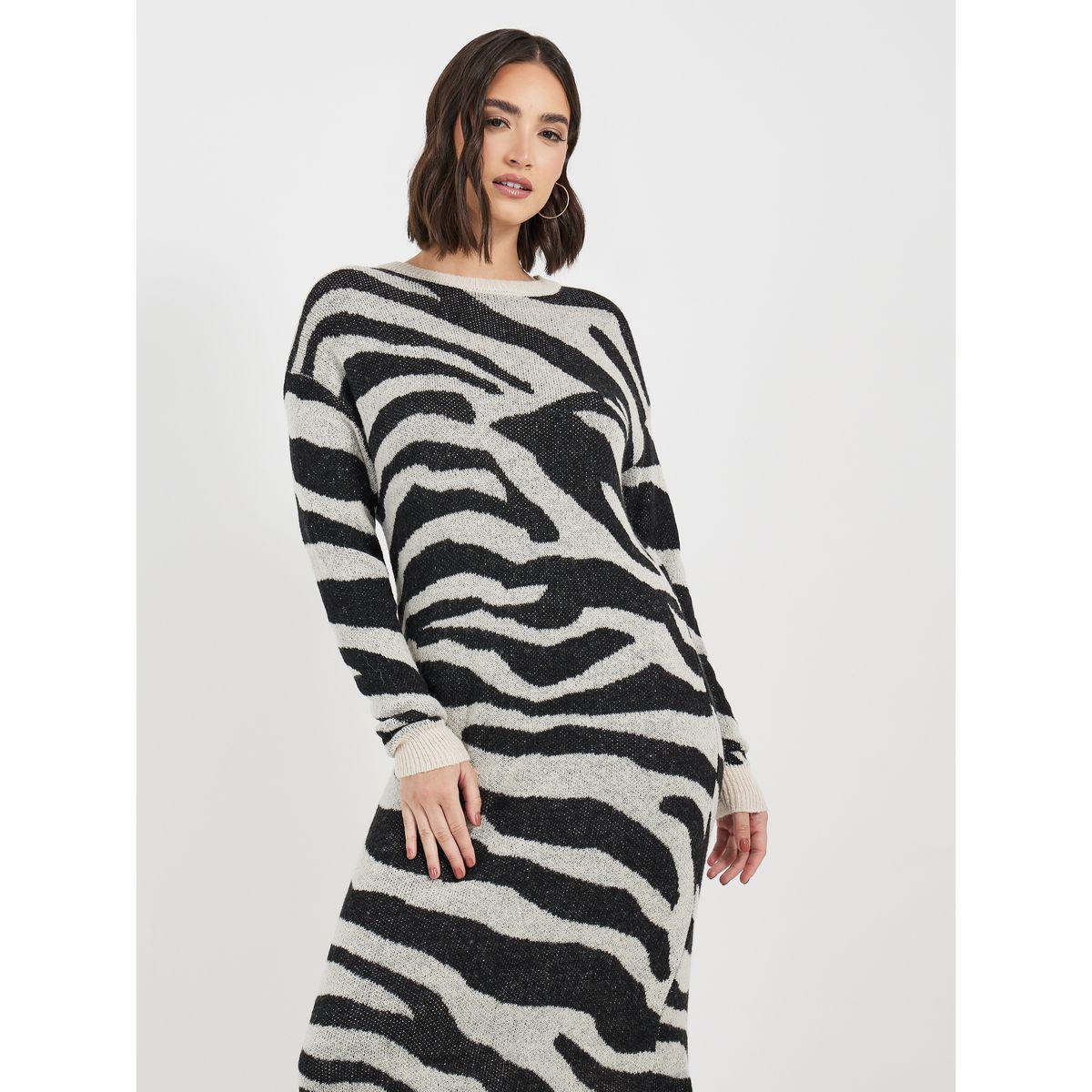 Styli Animal Pattern Sweater Midi Dress-women-clothing-dresses-image-3