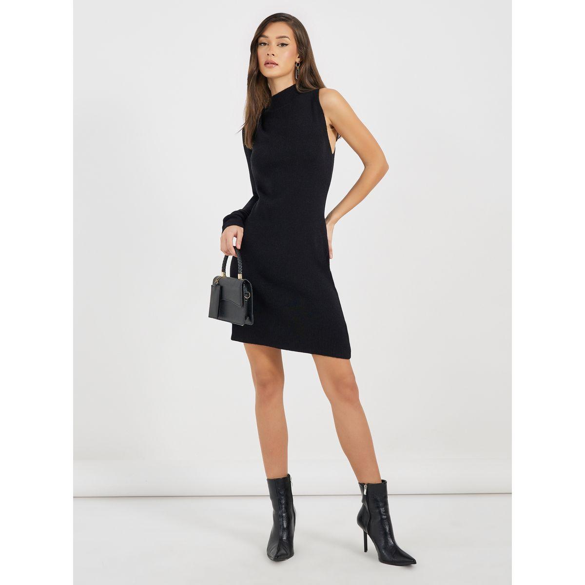 Styli Plain One Shoulder Sweater Mini Dress-women-clothing-dresses-image-2