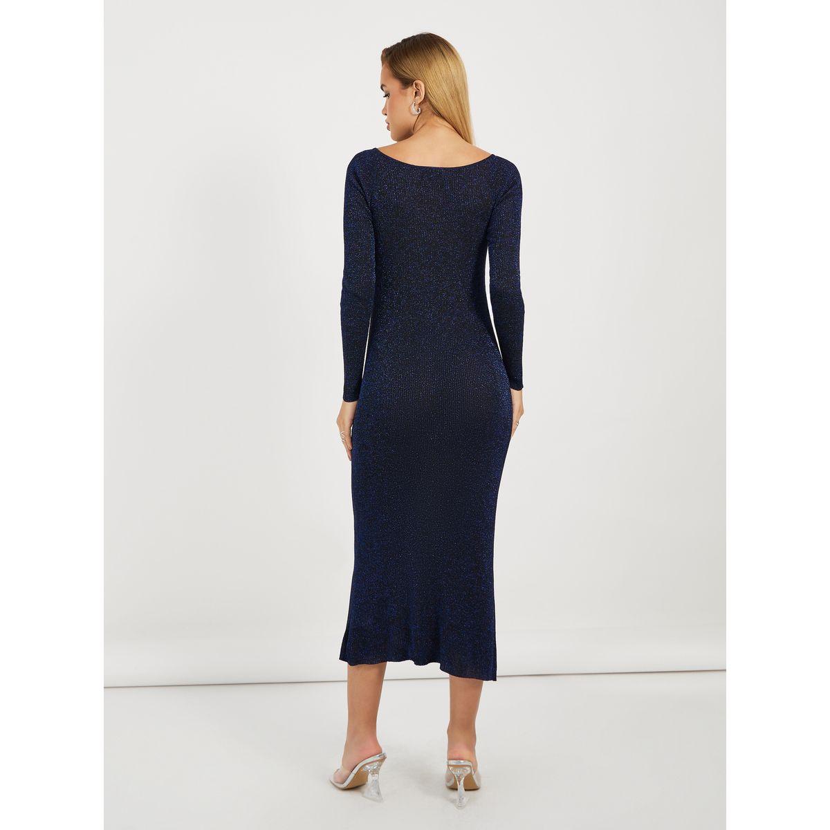 فستان ميدي مضلع مزين بفتحات-women-clothing-dresses-image-4