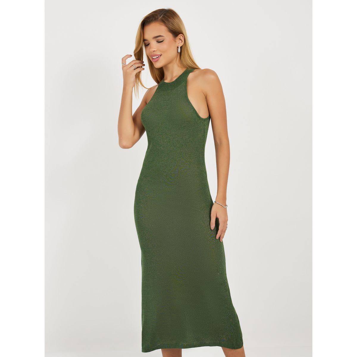 Styli Textured Racer Neck Midi Dress-women-clothing-dresses-image-6