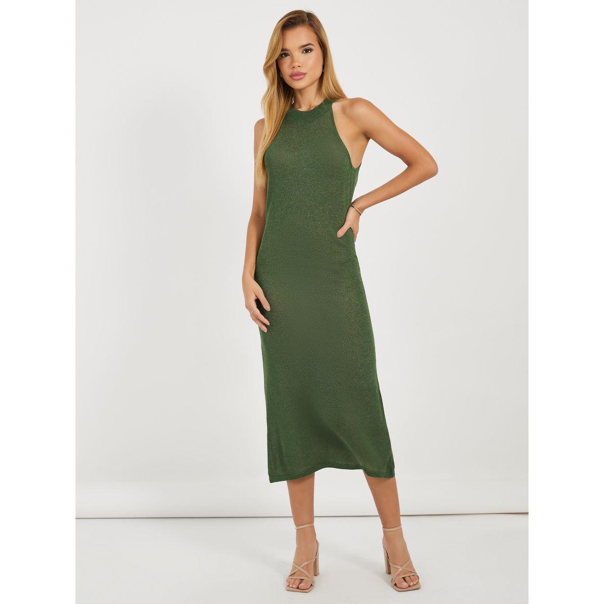 Styli Textured Racer Neck Midi Dress-women-clothing-dresses-image-7