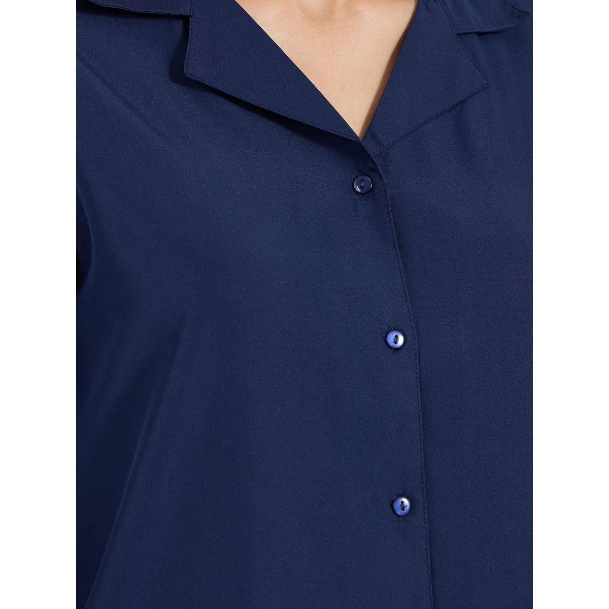 Styli Solid Notch Collar Regular Fit Shirt-women-clothing-shirtsandblouses-shirts-image-4