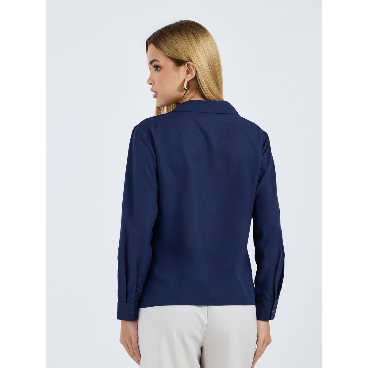 Styli Solid Notch Collar Regular Fit Shirt-women-clothing-shirtsandblouses-shirts-image-5