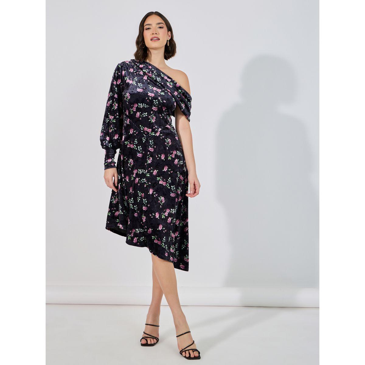 فستان ميدي بحافة غير متماثلة الطول-women-clothing-dresses-image-1