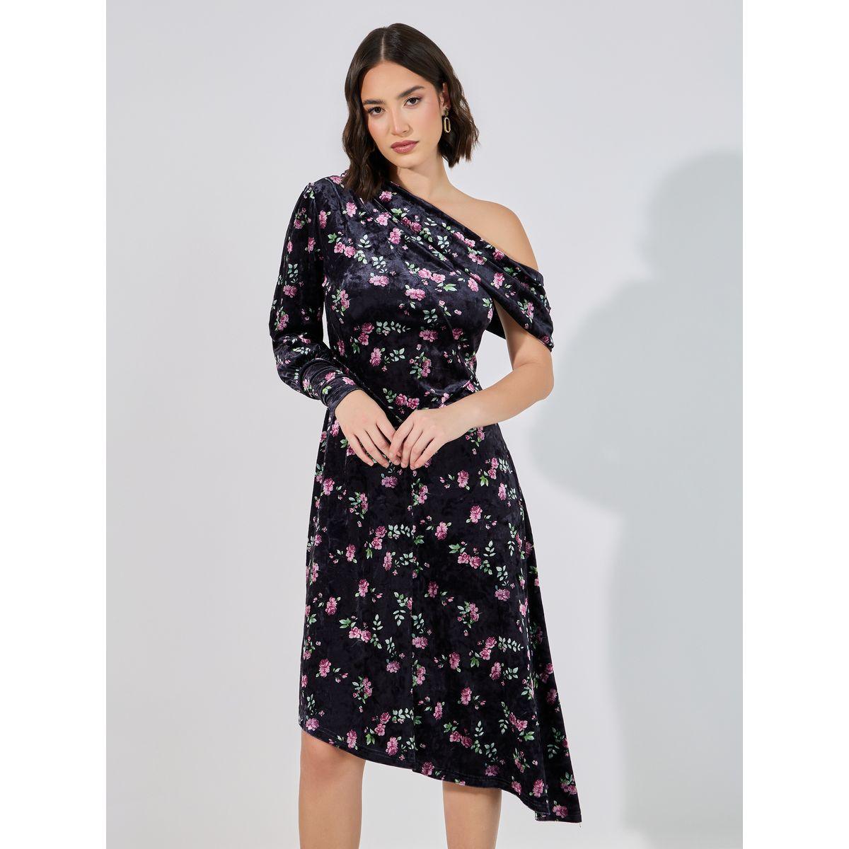 فستان ميدي بحافة غير متماثلة الطول-women-clothing-dresses-image-2