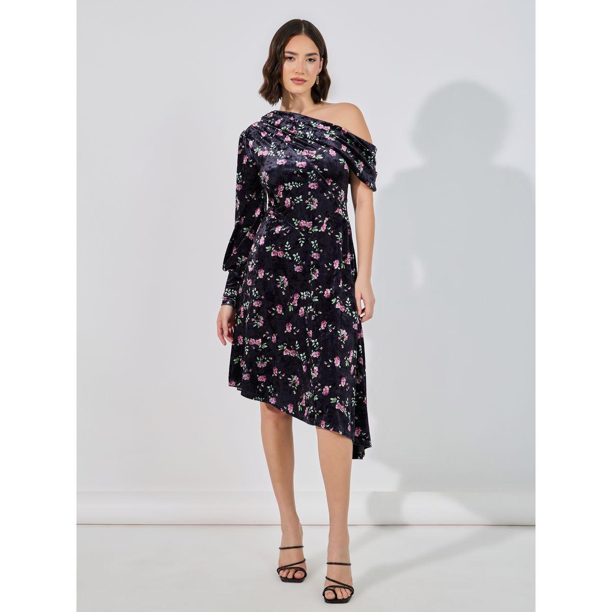 فستان ميدي بحافة غير متماثلة الطول-women-clothing-dresses-image-4