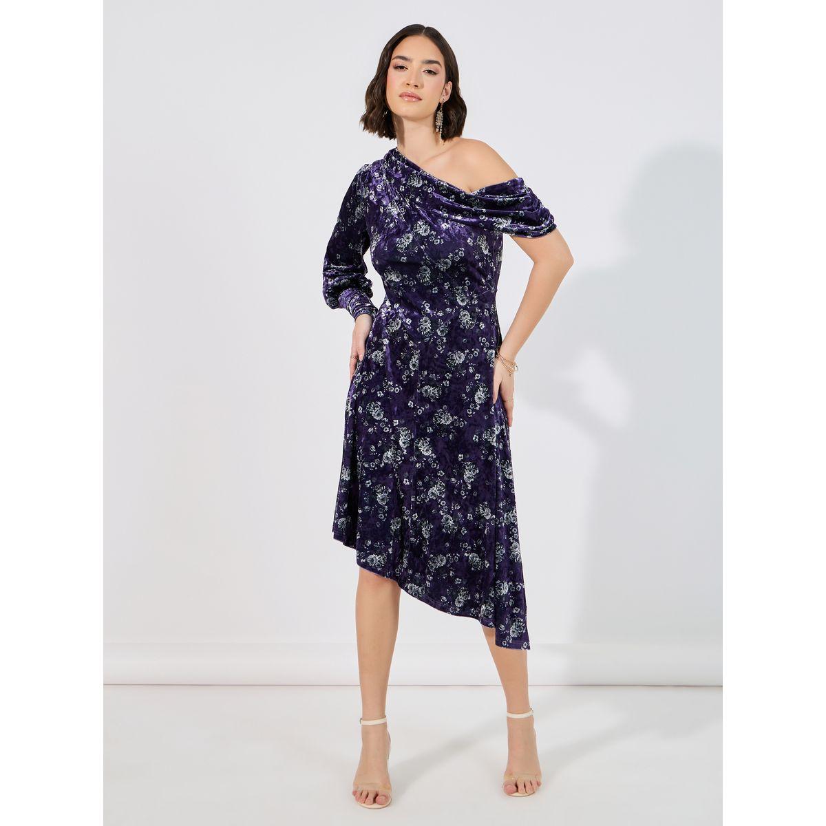 فستان ميدي بحافة غير متماثلة الطول-women-clothing-dresses-image-1