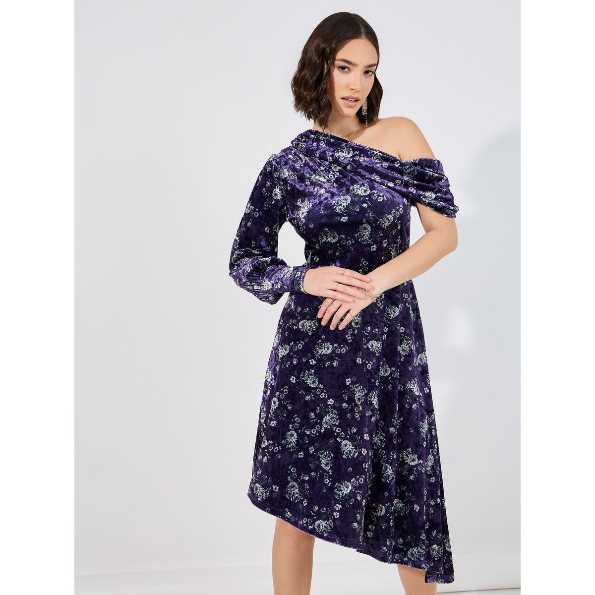 فستان ميدي بحافة غير متماثلة الطول-women-clothing-dresses-image-5