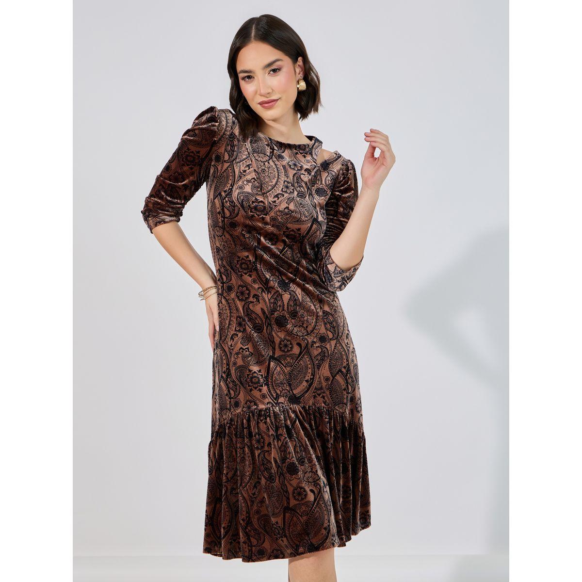 فستان ميدي مطبع بزهور مع أكتاف مكشوفة-women-clothing-dresses-image-2