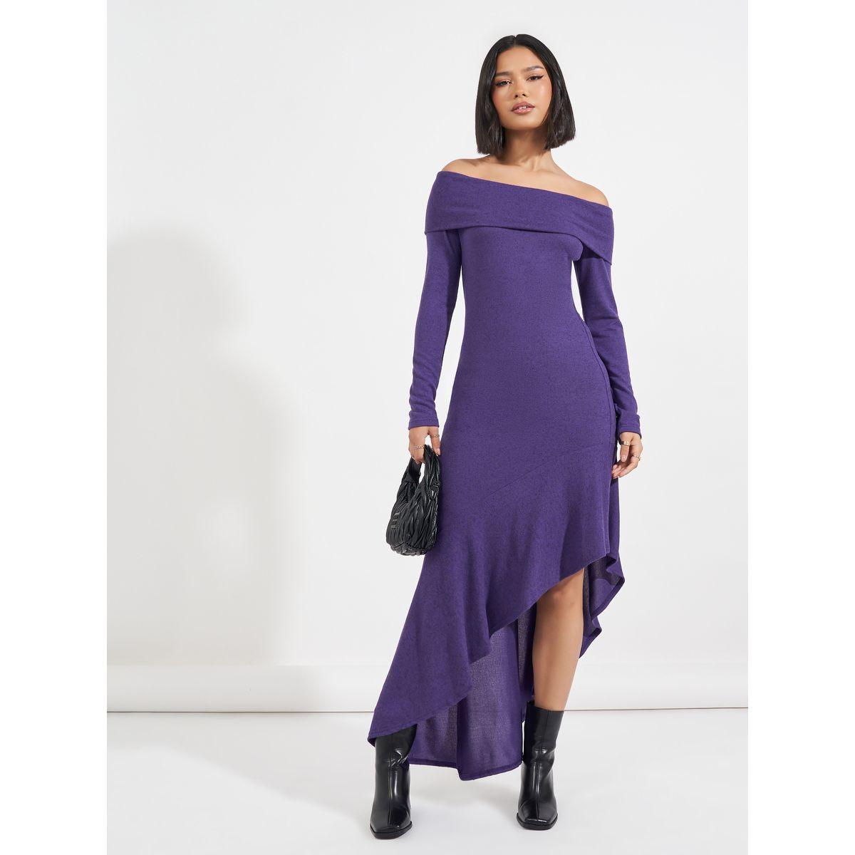 فستان طويل بأكتاف مكشوفة وحافة غير متماثلة-women-clothing-dresses-image-1