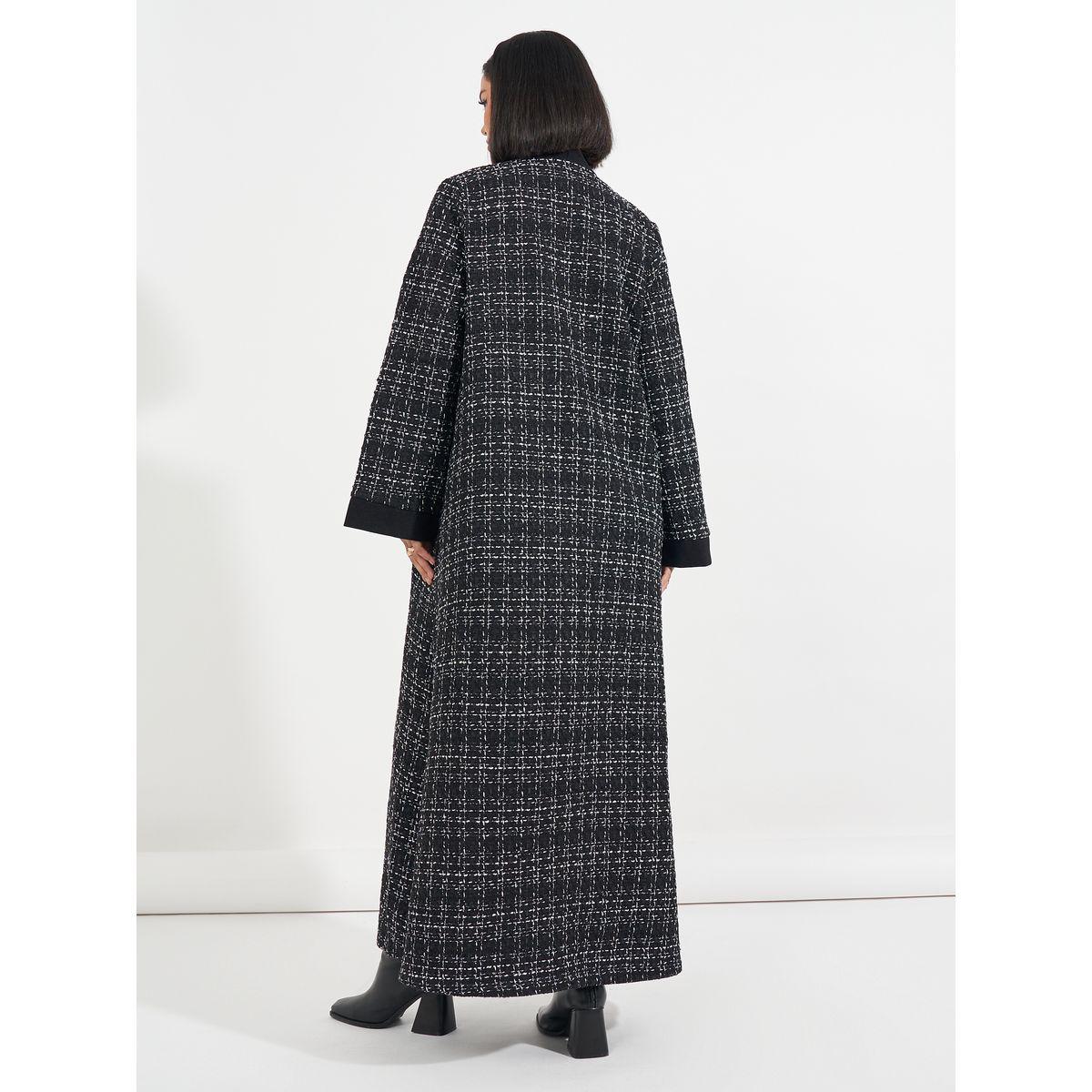 Styli Front Open Tweed Winter Abaya-women-arabicclothing-abayas-image-4