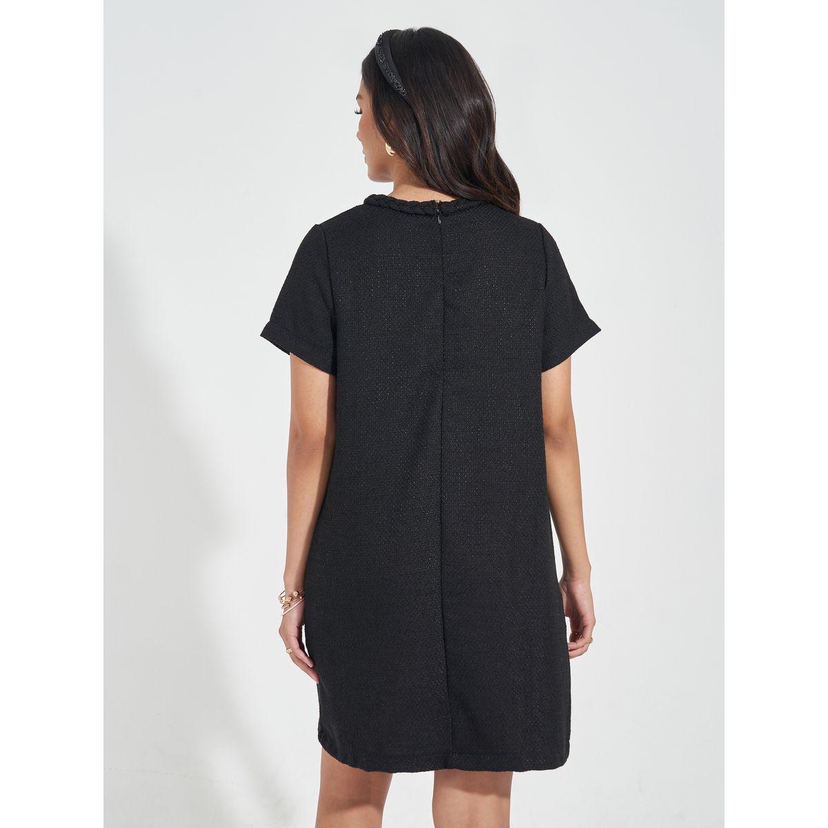 Styli Tweed Braid Detail Short Sleeves Sweater Mini Dress-women-clothing-dresses-image-6