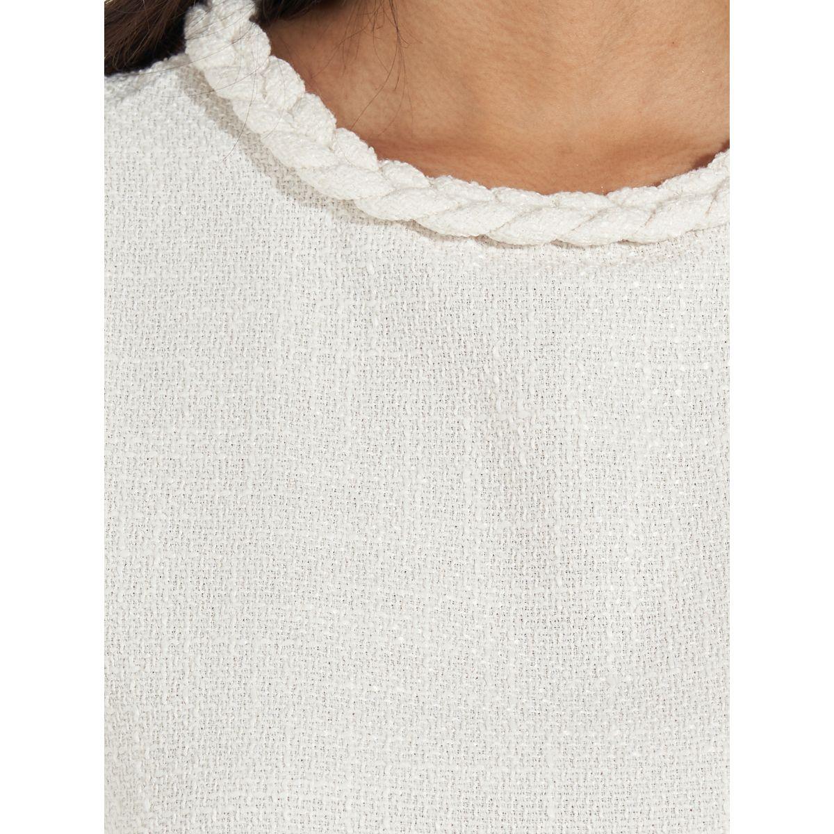 Styli Tweed Braid Detail Short Sleeves Sweater Mini Dress-women-clothing-dresses-image-6