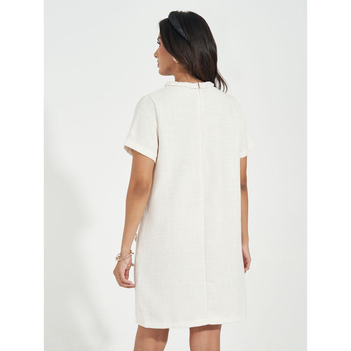 Styli Tweed Braid Detail Short Sleeves Sweater Mini Dress-women-clothing-dresses-image-7