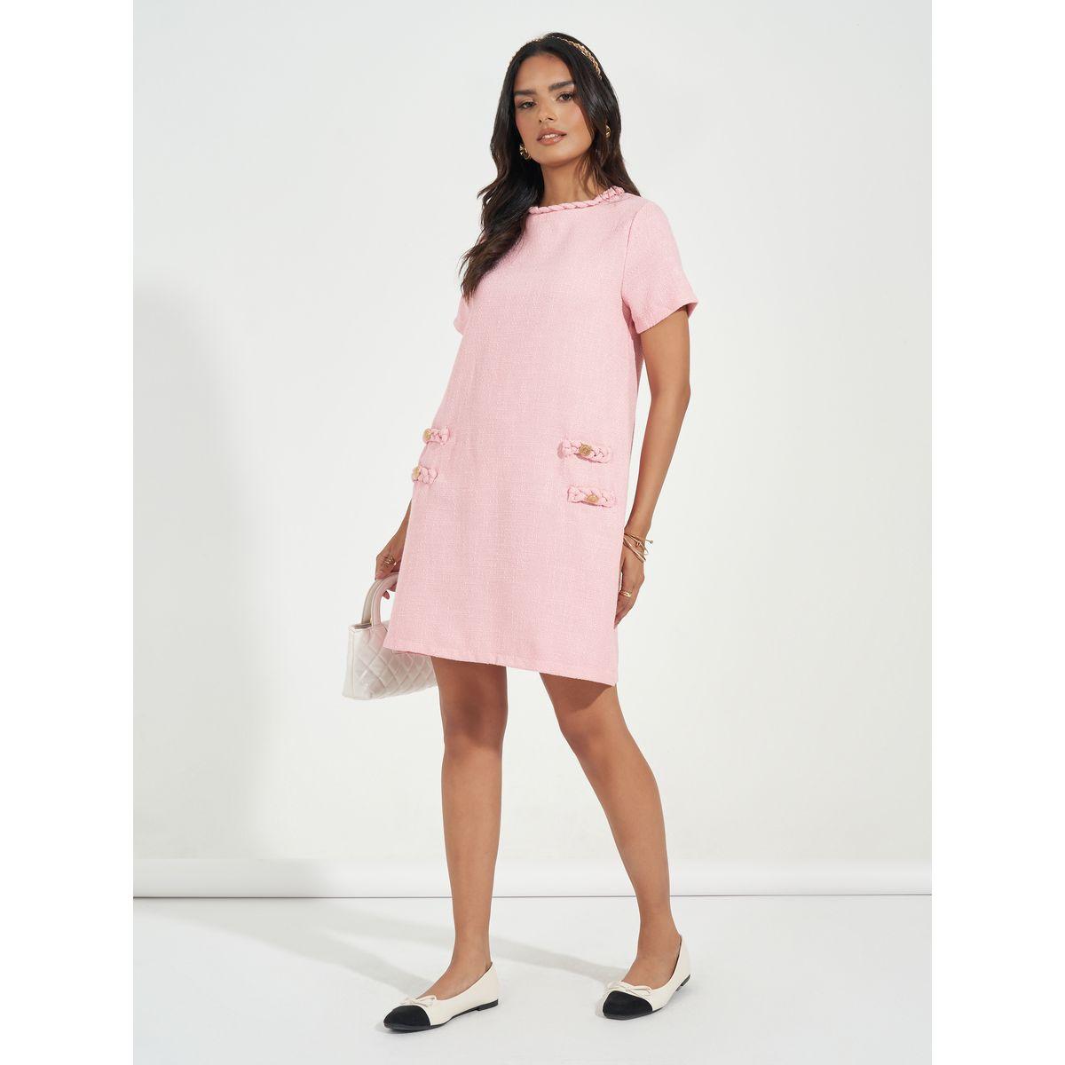 فستان قصير بنمط سويتر مع أكمام قصيرة-women-clothing-dresses-image-2