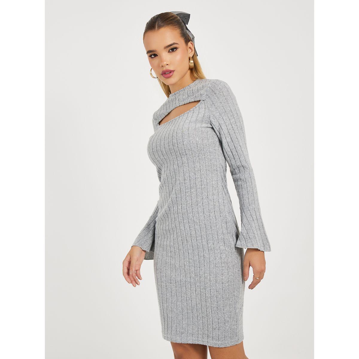 Styli Cut-Out Front Sweater Knee Length Dress-women-clothing-dresses-image-5