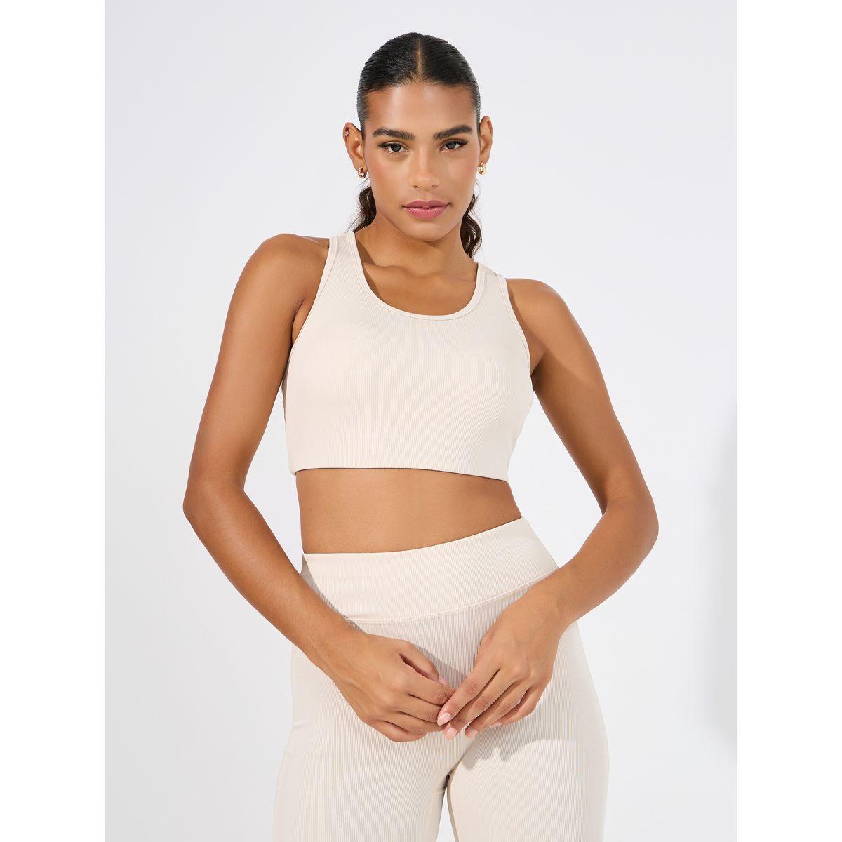 Styli Active Ribbed Racerback Longline Sports Bra & Flared Leggings Set-sports-women-clothing-trackpantsandtracksuits-image-2