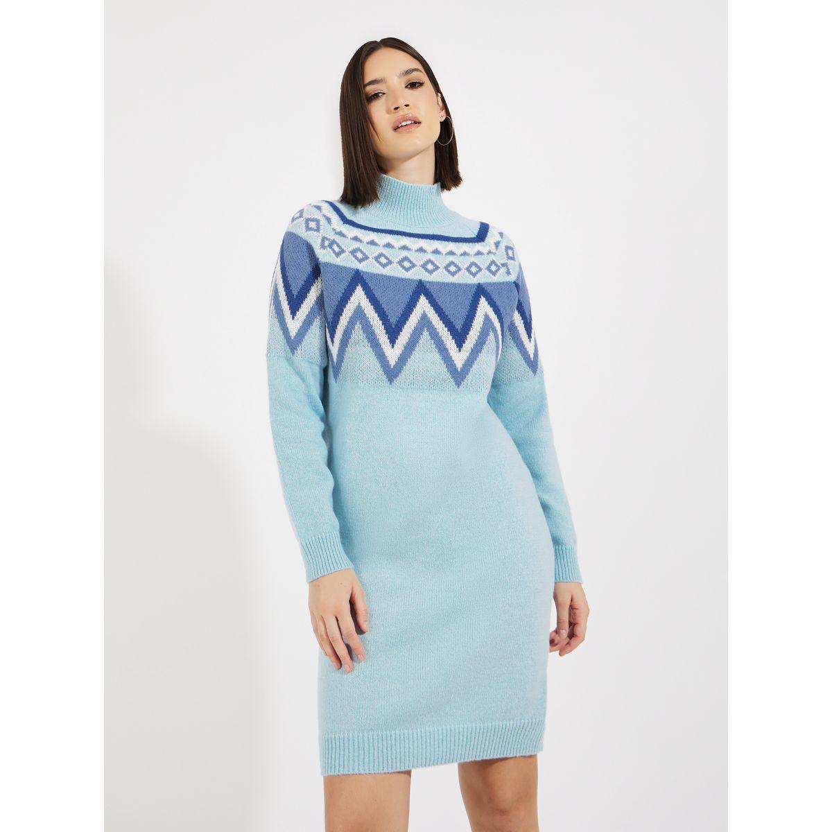 فستان بطول الركبة وياقة عالية مع أكمام طويلة-women-clothing-dresses-image-3