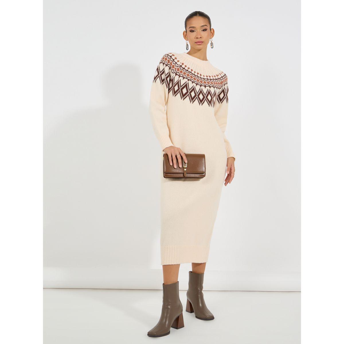 فستان ميدي محبوك بنمط أشكال هندسية-women-clothing-dresses-image-4