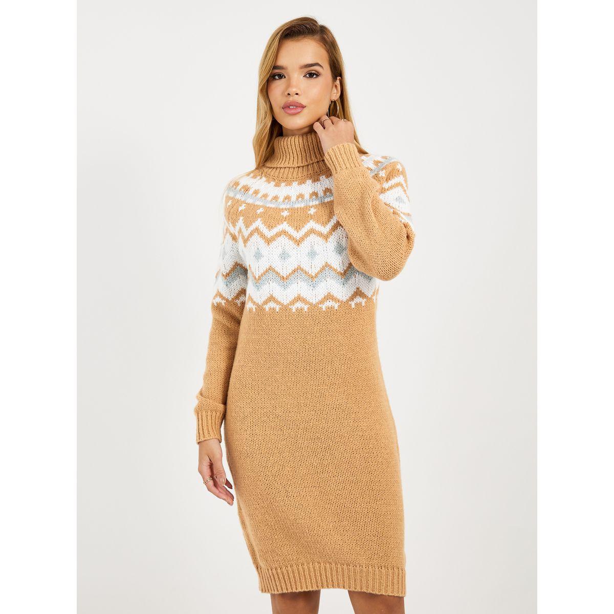 فستان بطول الركبة  وياقة عالية-women-clothing-dresses-image-2