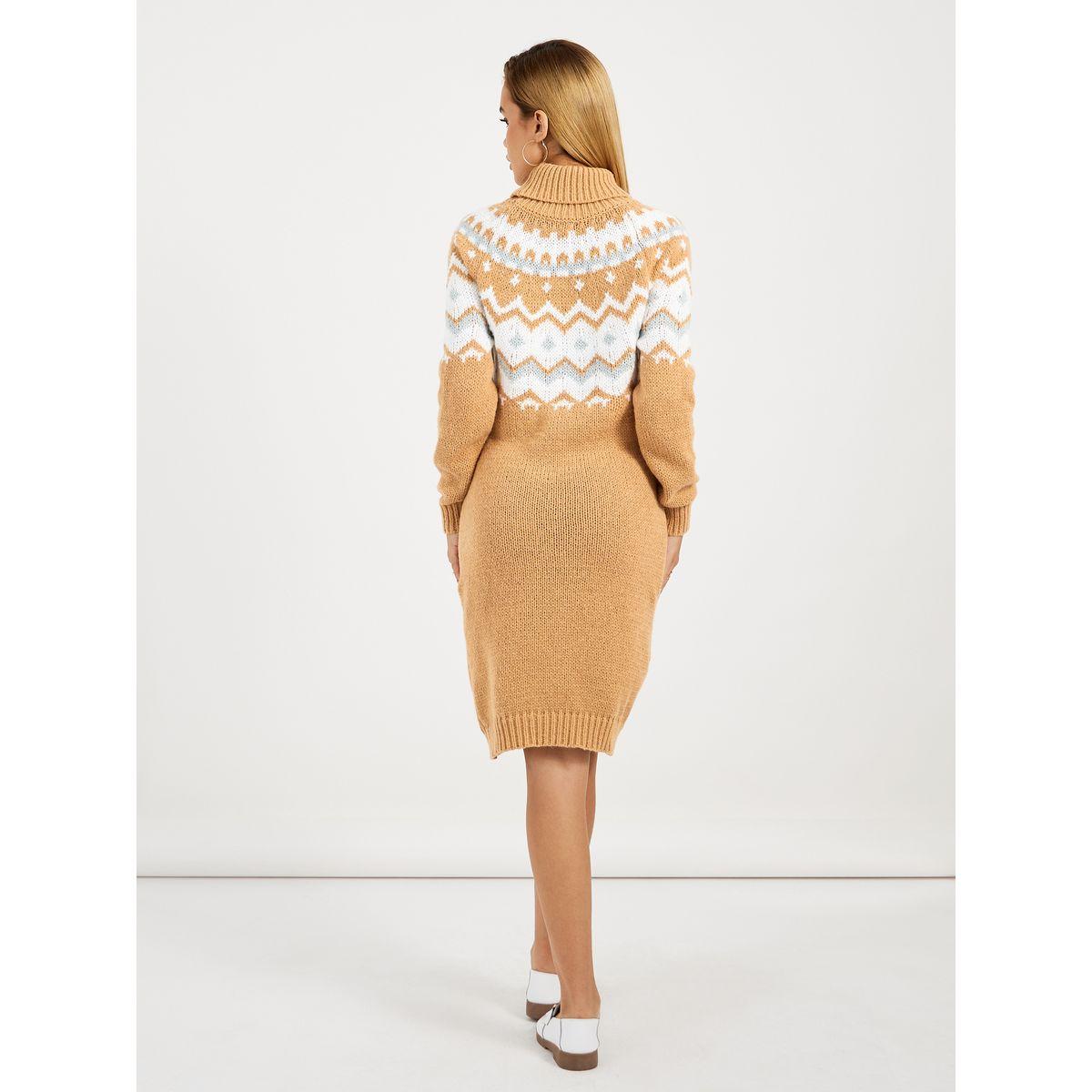 Styli Patterned Sweater Knee Length Dress-women-clothing-dresses-image-4