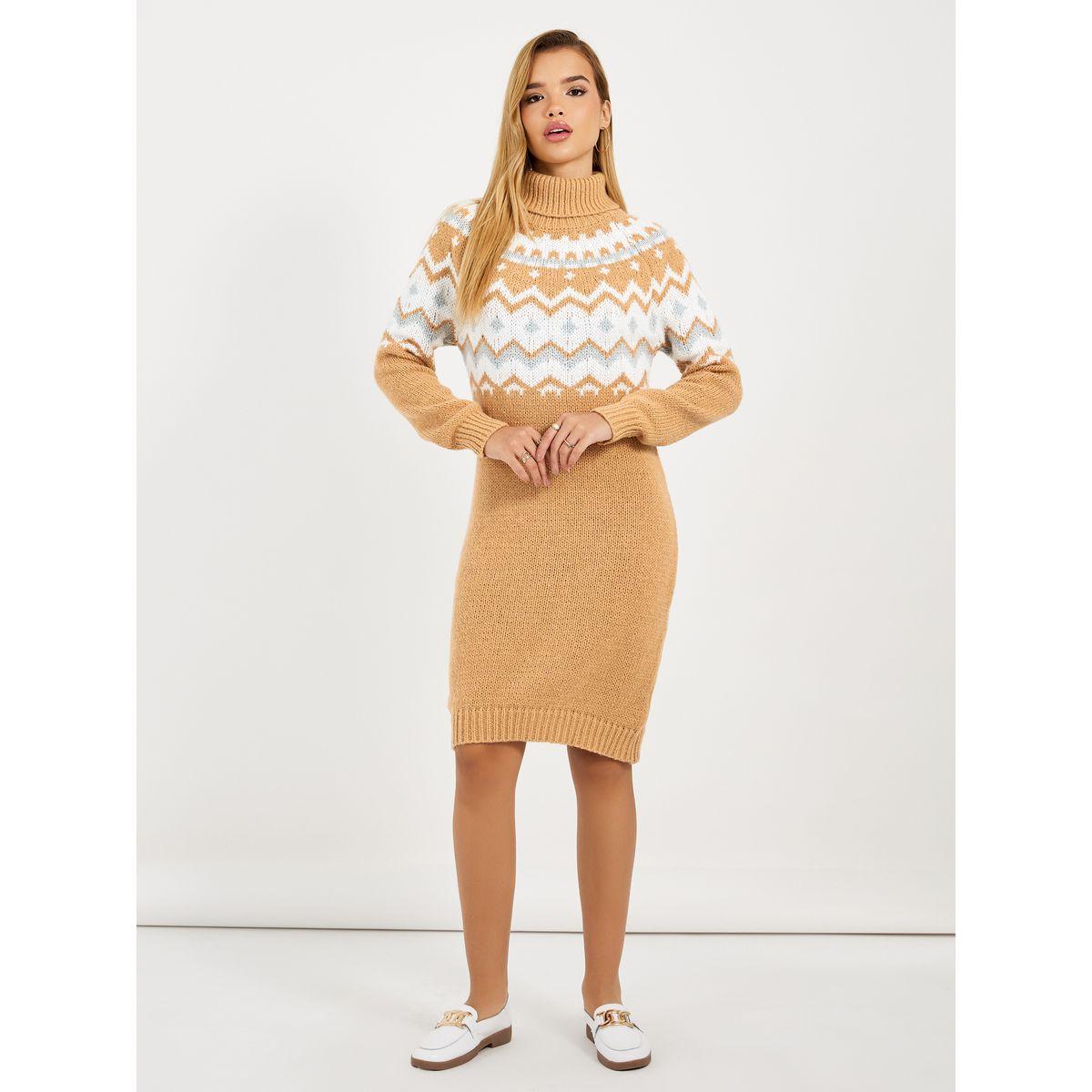 فستان بطول الركبة  وياقة عالية-women-clothing-dresses-image-5