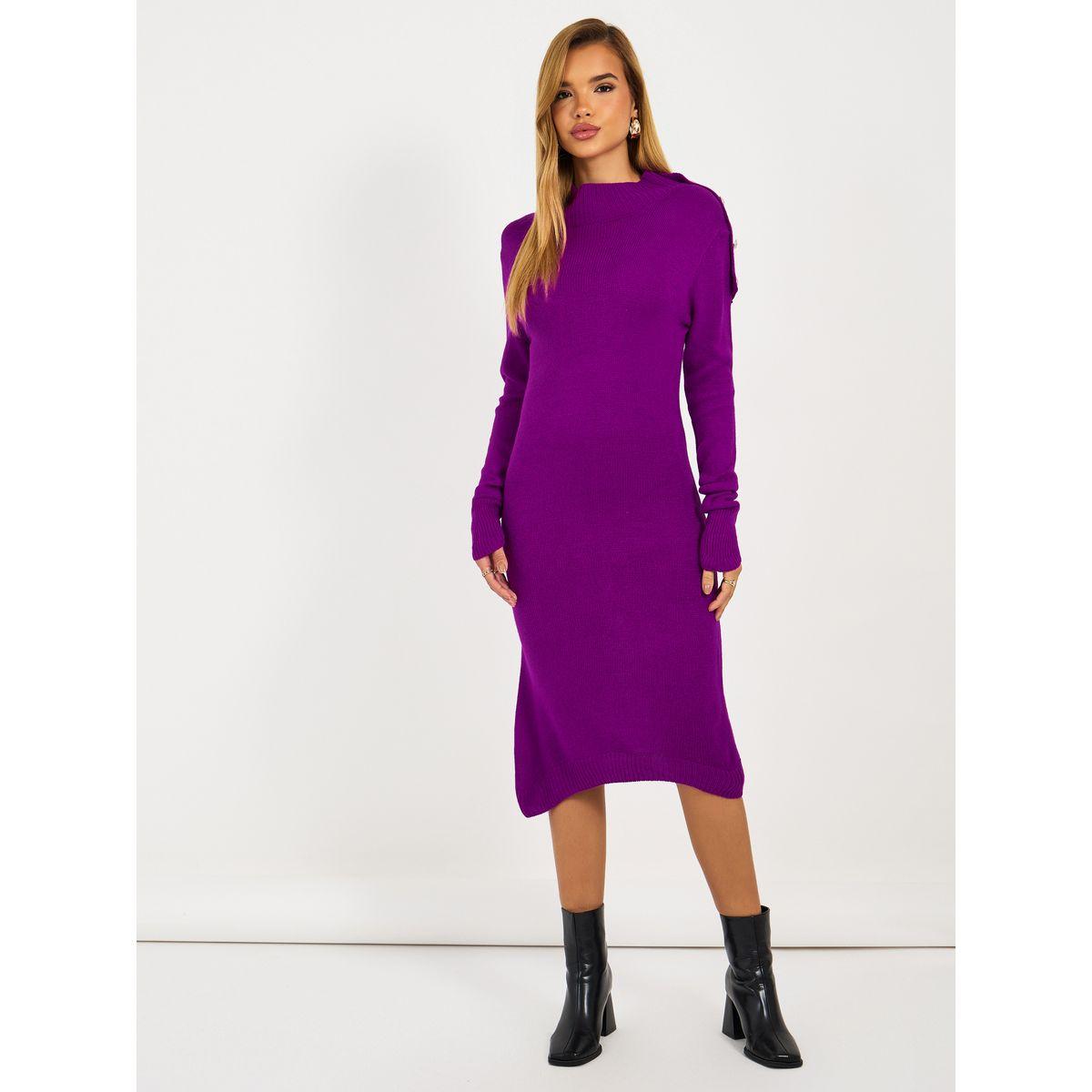 Styli Knitted Sweater Knee Length Dress with Button Detail-women-clothing-dresses-image-1