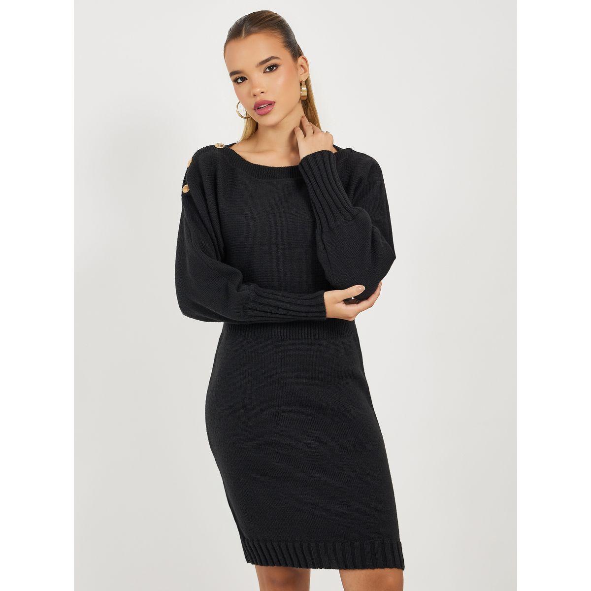 Styli Button Detail Knit Sweater Knee Length Dress-women-clothing-dresses-image-6