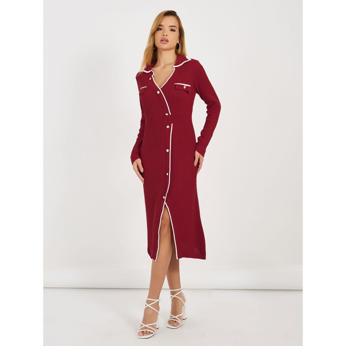 فستان ميدي محبوك بتفاصيل مُتباينة-women-clothing-dresses-image-5