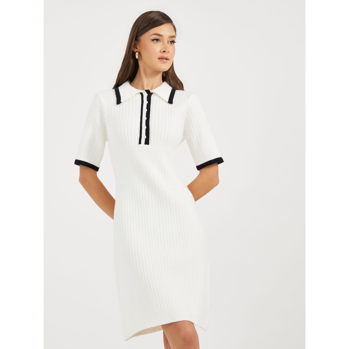 فستان محبوك بطول الركبة وتفاصيل مُتباينة-women-clothing-dresses-image-2