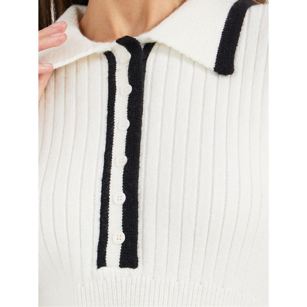 Styli Contrast Trim Knit Sweater Knee-Length Dress-women-clothing-dresses-image-3