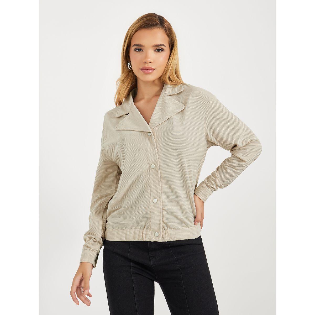Styli Regular Fit Regular Length Corduroy Bomber Jacket-women-winterwear-coatsandjackets-jackets-image-2