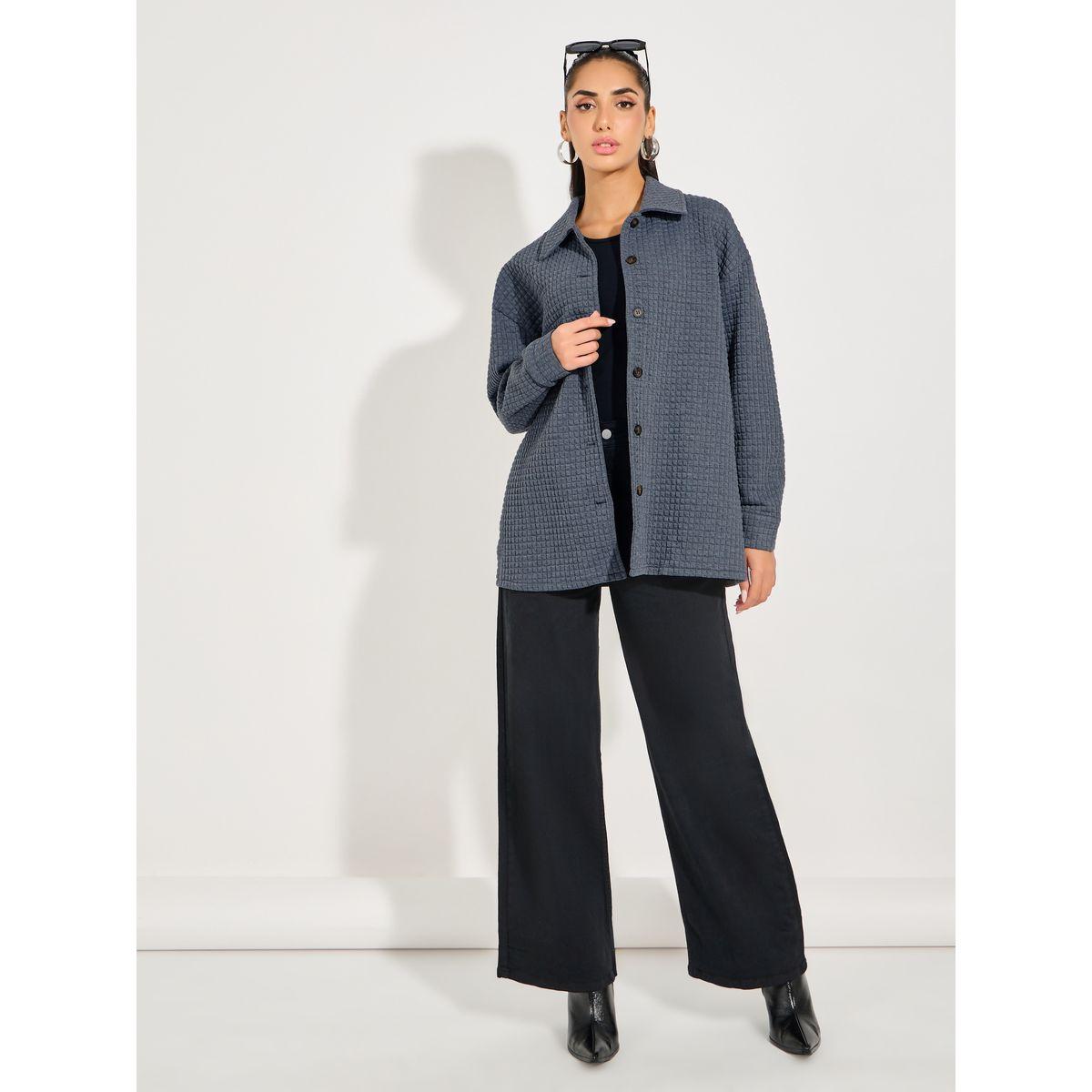 Styli Oversized Longline Textured Button Down Shacket-women-winterwear-coatsandjackets-jackets-image-6