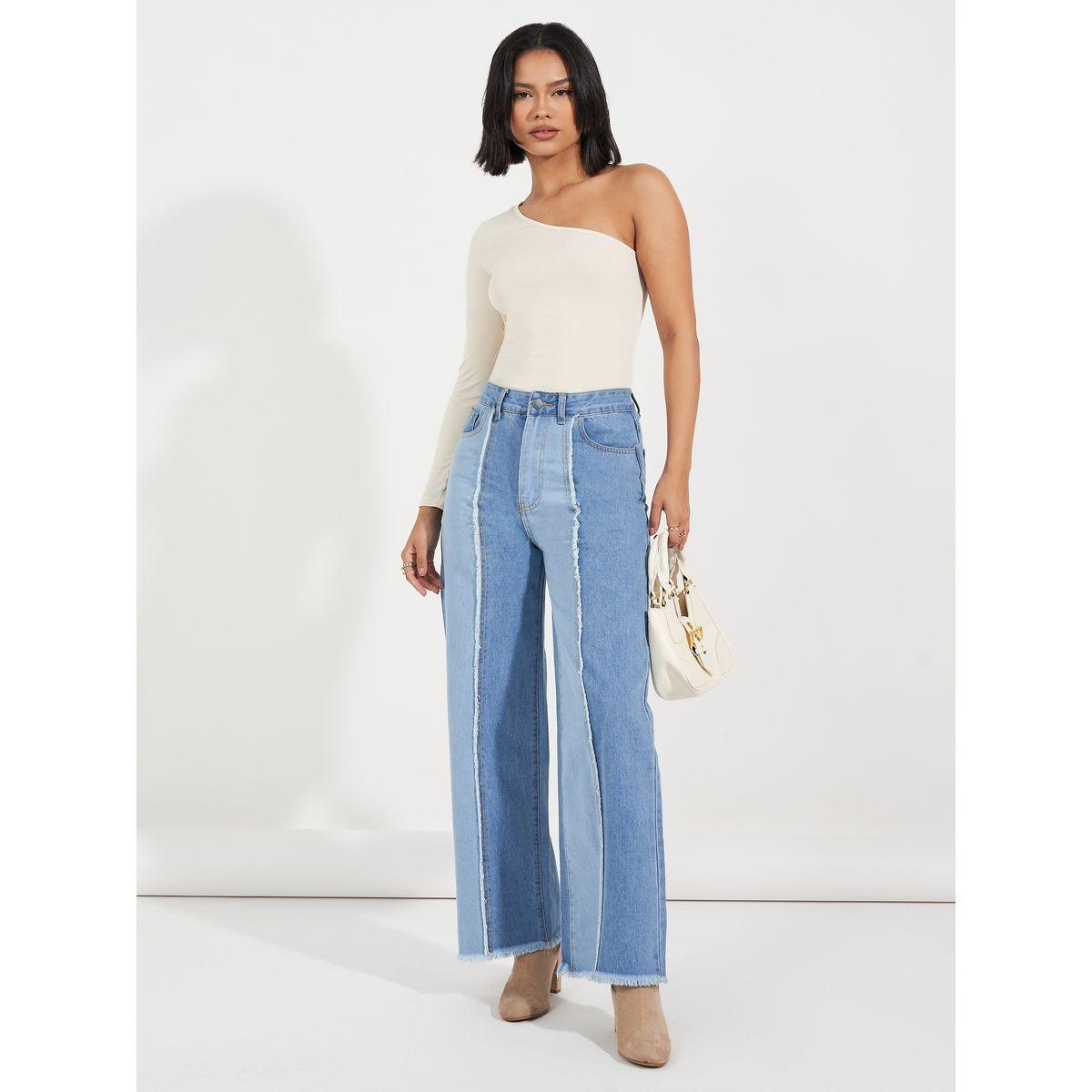 Styli Limited Cut & Sew Panel Frayed Edge Wide Leg Jeans-women-clothing-bottoms-jeans-image-1
