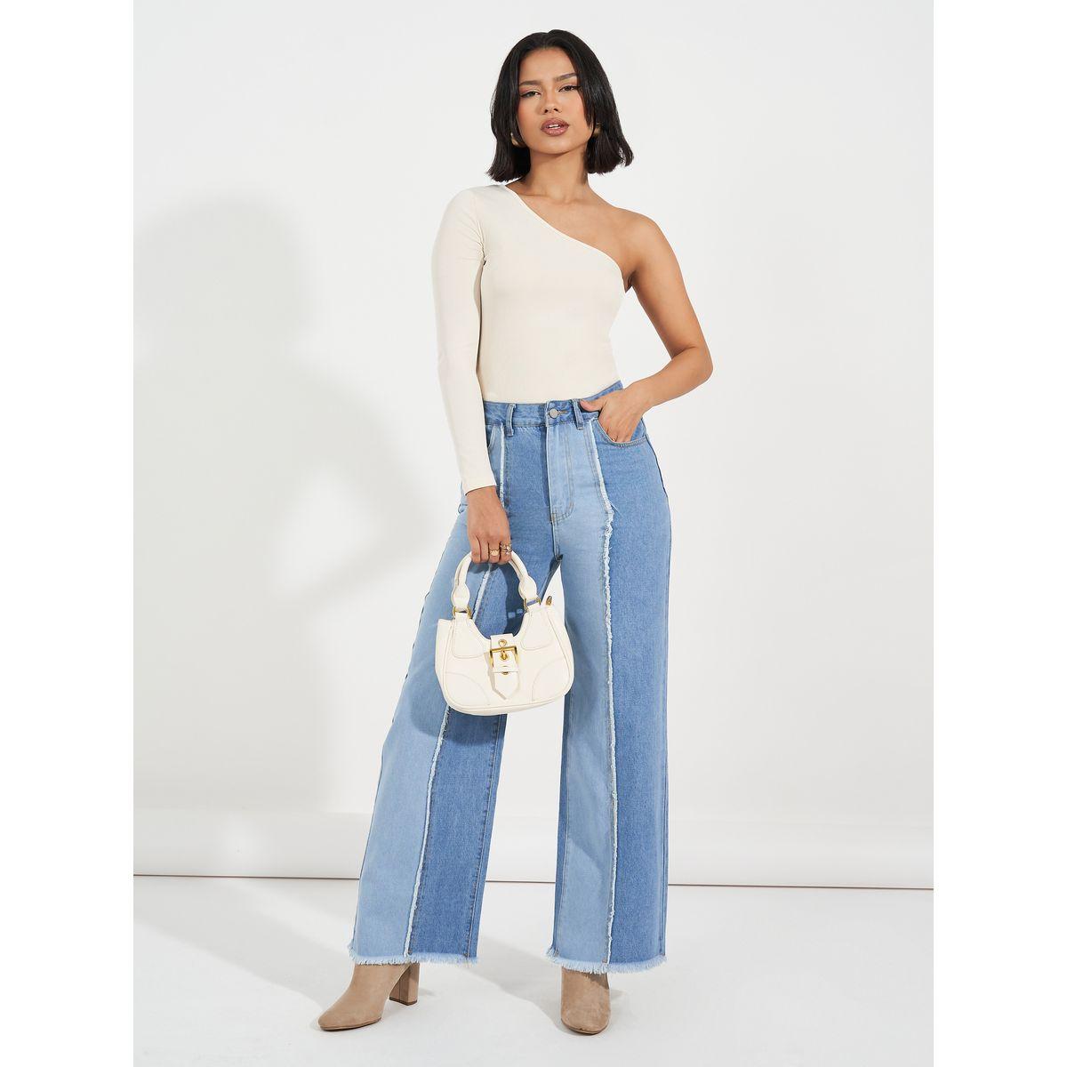 Styli Limited Cut & Sew Panel Frayed Edge Wide Leg Jeans-women-clothing-bottoms-jeans-image-5