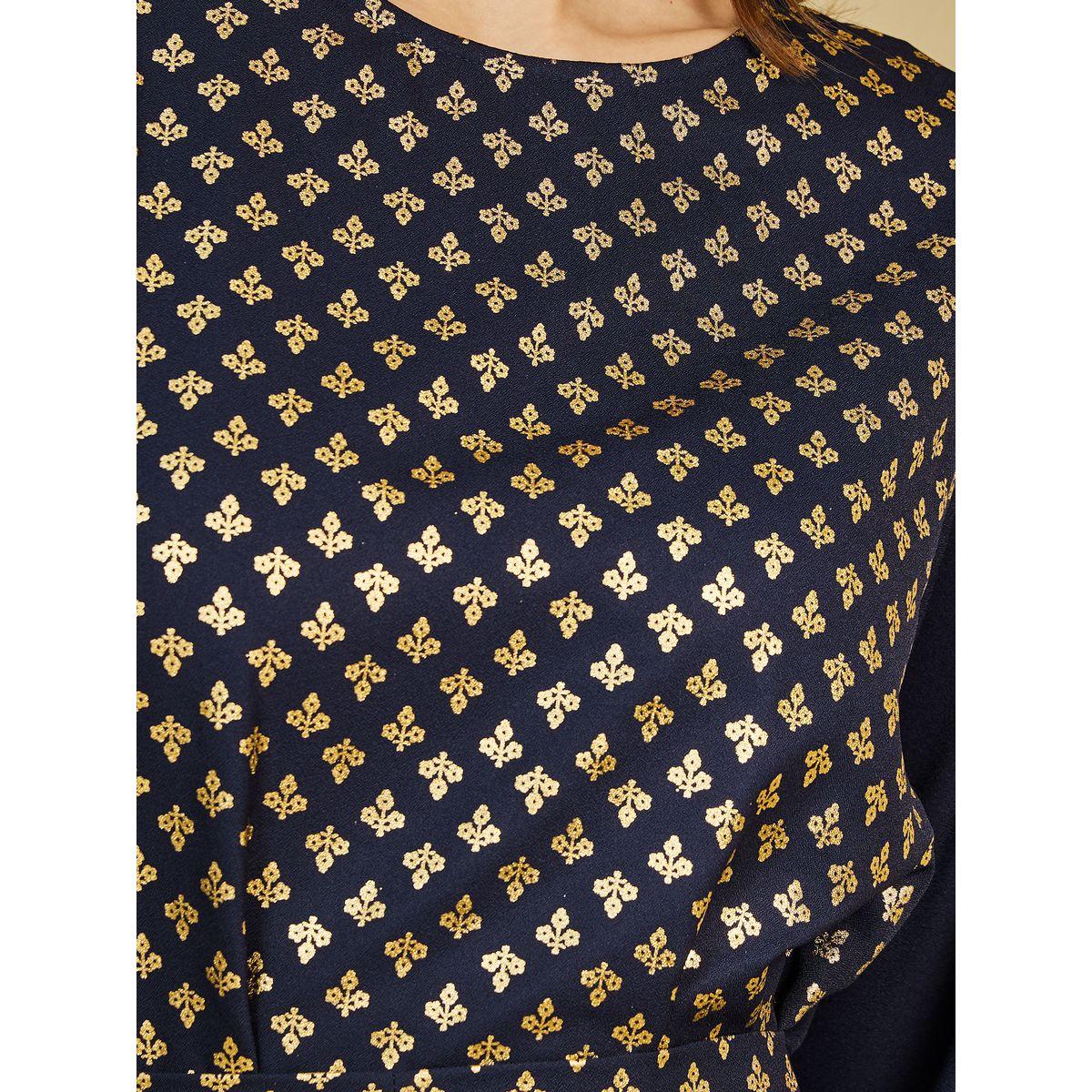 Foil Print A-Line Jalabiya with Waist Belt Detail-women-arabicclothing-jalabiyas-image-3