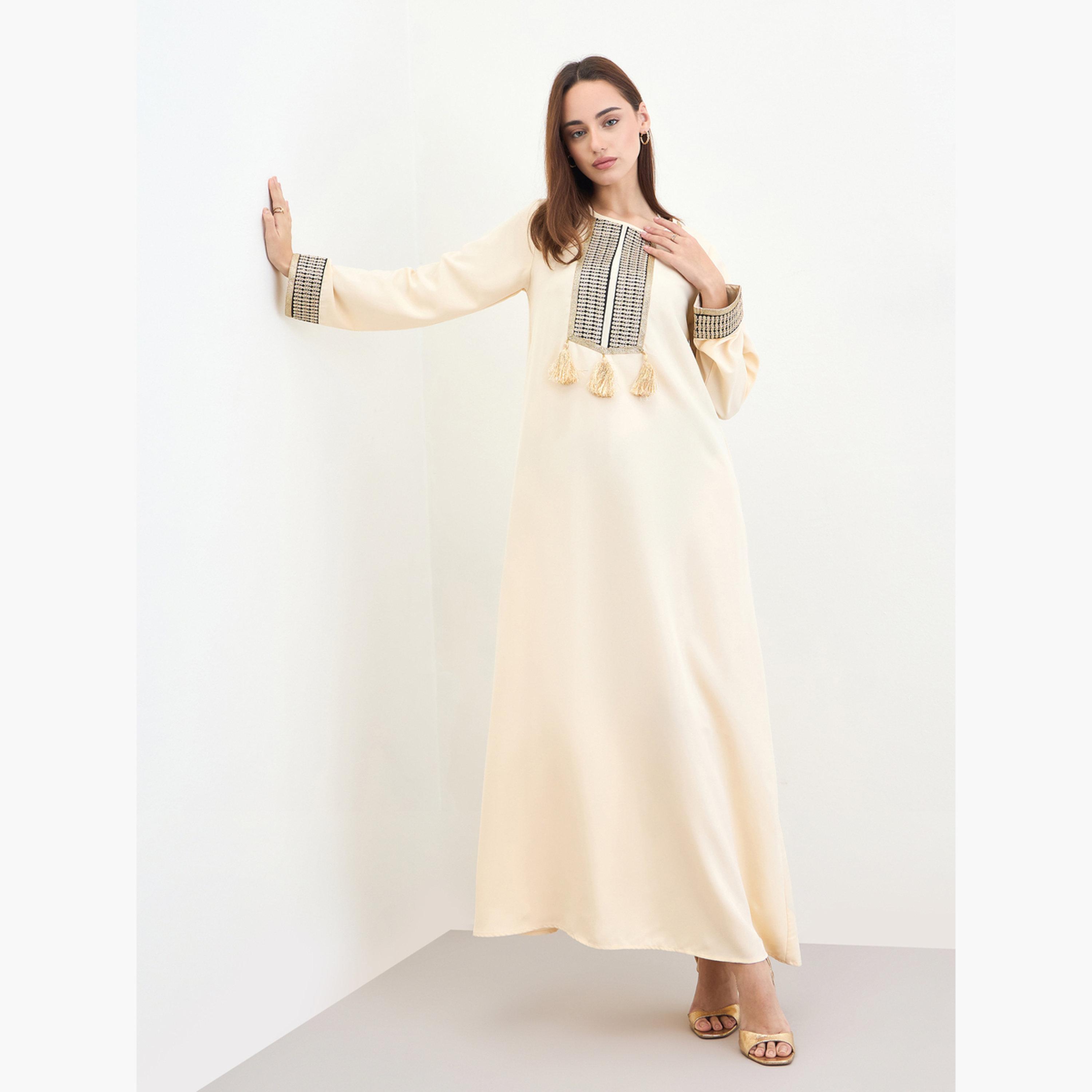 جلابية مطرزة بشرابات-women-arabicclothing-jalabiyas-image-3