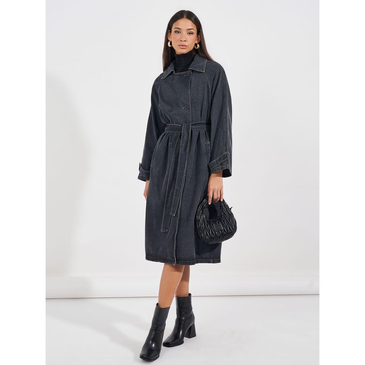 Styli Regular Fit Midi Length Denim Trench Coat-women-clothing-coatsandjackets-coats-image-1