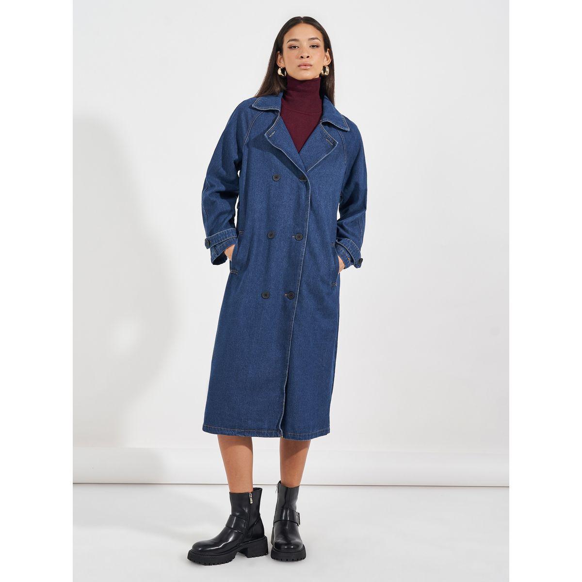 Styli Regular Fit Midi Length Denim Trench Coat-women-clothing-coatsandjackets-coats-image-3