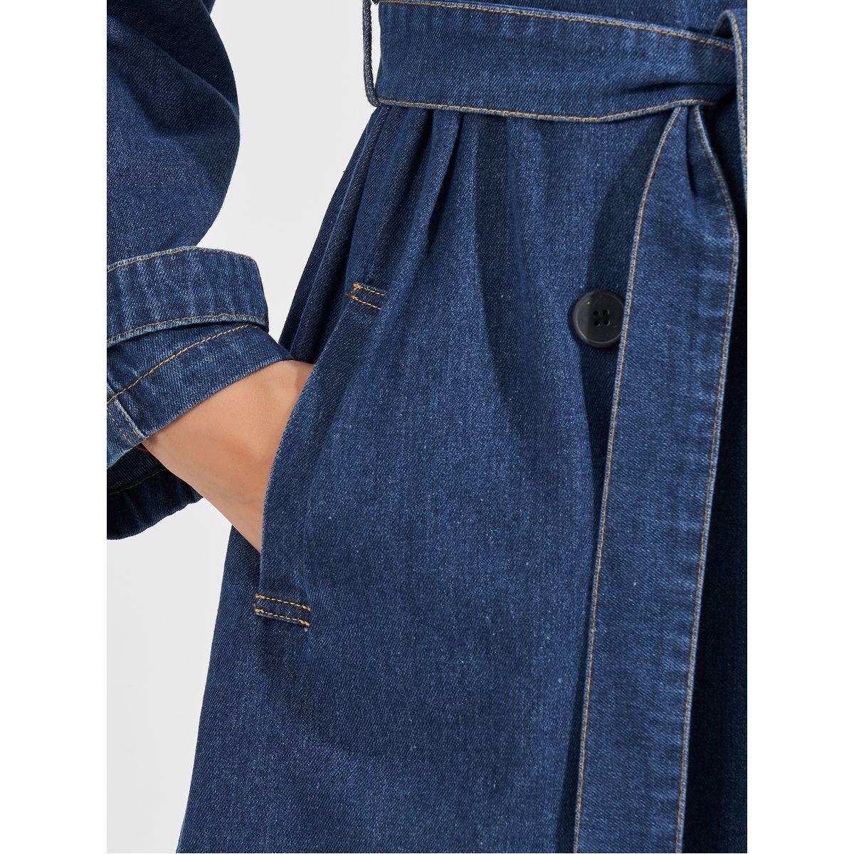 معطف ترنش دنيم بقصة عادية-women-clothing-coatsandjackets-coats-image-4